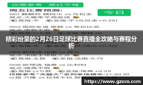 精彩纷呈的2月26日足球比赛直播全攻略与赛程分析